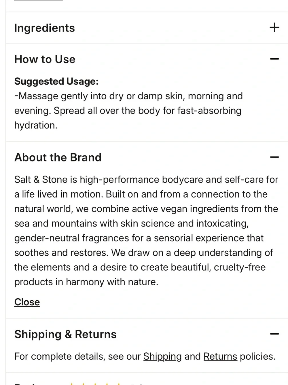 NIB Salt & Stone Santal & Vetiver Body Oil